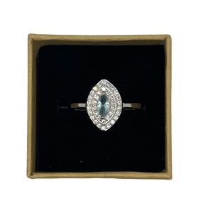 Cinderella Sterling Silver White & Blue Topaz Ring size 6